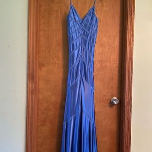 Blue silk evening gown